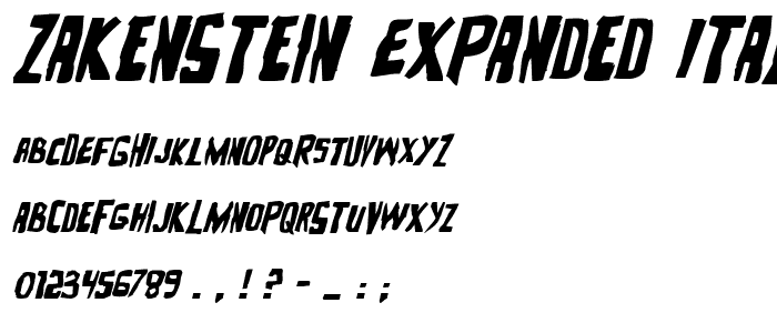 Zakenstein Expanded Italic font